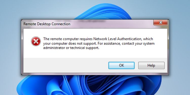 the remote computer requires network level authentication which your computer does not support