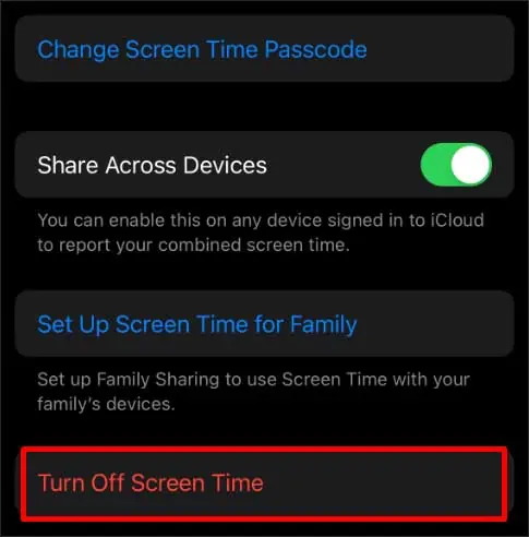 Why is iCloud Greyed Out? 7 Ways to Fix It 27 turn-off-screen-time