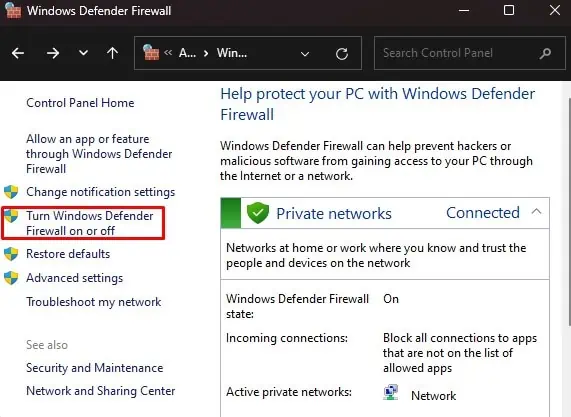 How to Fix Windows Could Not Start The Service on Local Computer Error 34 turn-windows-defender-firewall-on-or-off-2