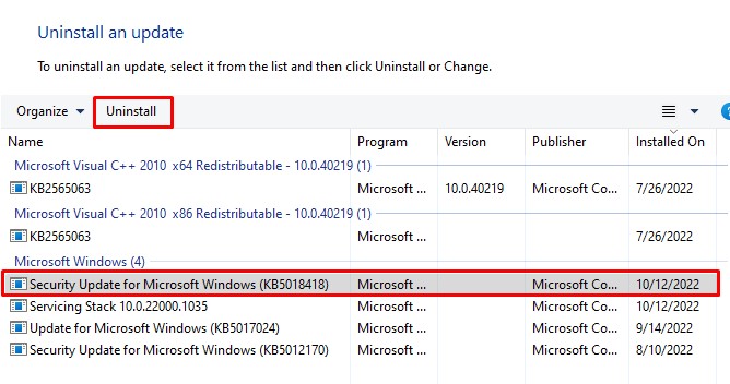 uninstall latest windows update windows scroll