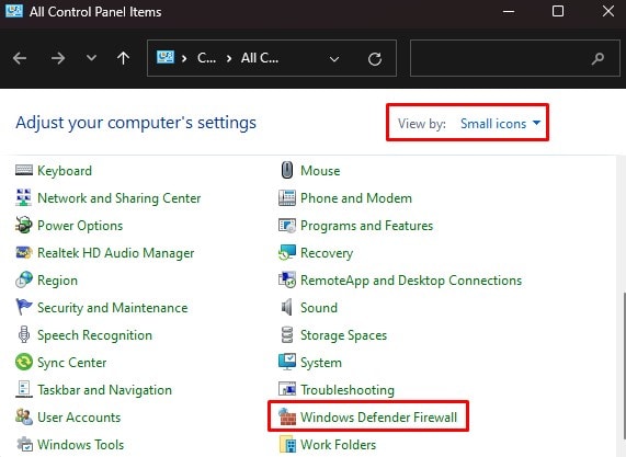 windows defender firewall