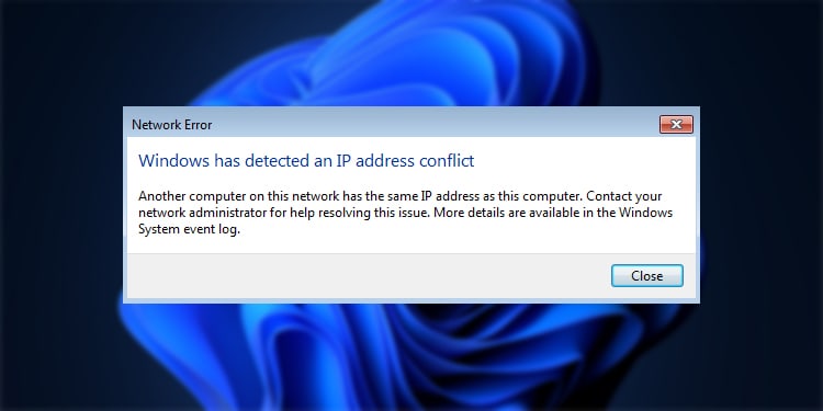 windows has detected an ip address conflict