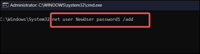 Add new user from command prompt