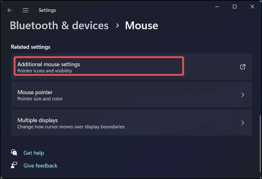 Additional Mouse settings