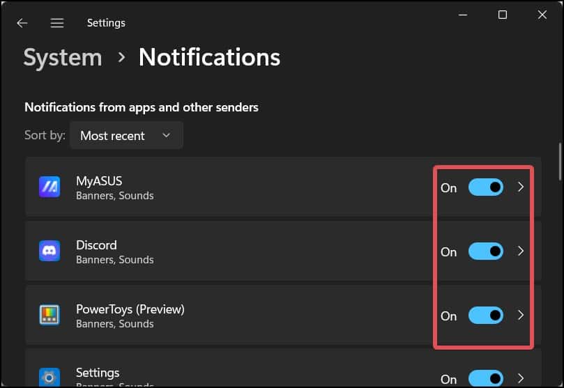 App notification