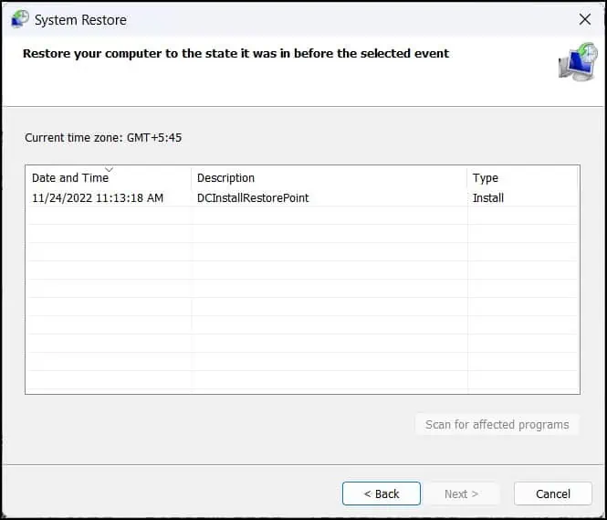 How to Fix if Updates and Settings not Opening in Windows 17 Choosing-restore-point