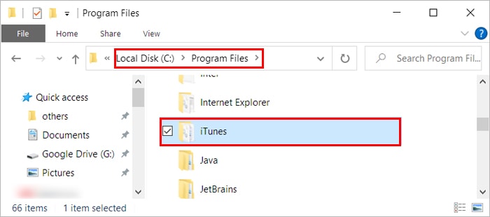 Delete-iTunes-folder-Program-Files