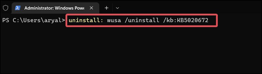 Delete installed updates