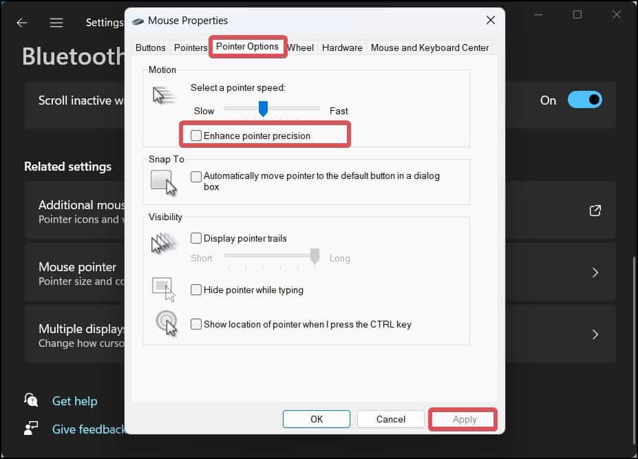 Disable pointer precision
