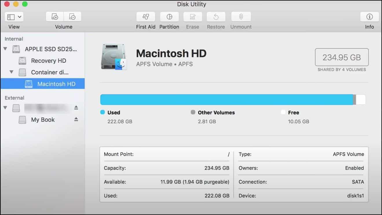 Disk Utility on MAC