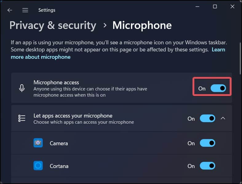 Enable microphone