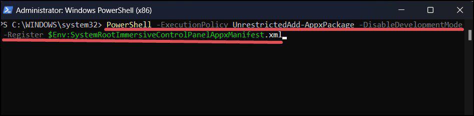 Enable settings app using powershell