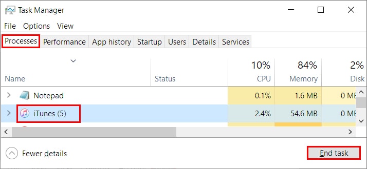 End-iTunes-process