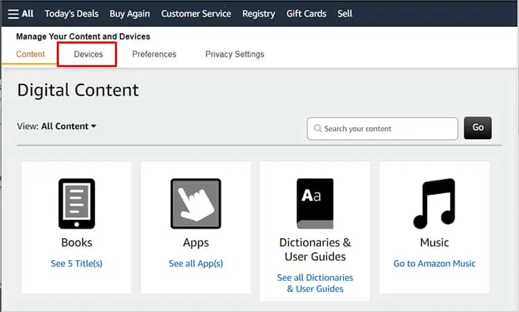 How to Reset an Amazon Fire Tablet 13 Go-to-Devices-Tab