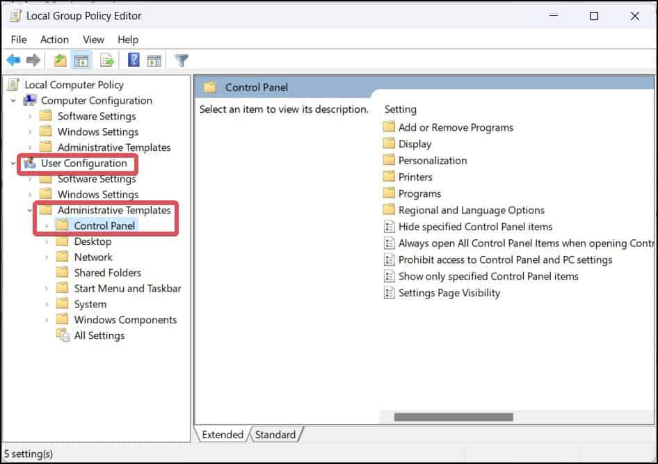 Group Editor configuration directory