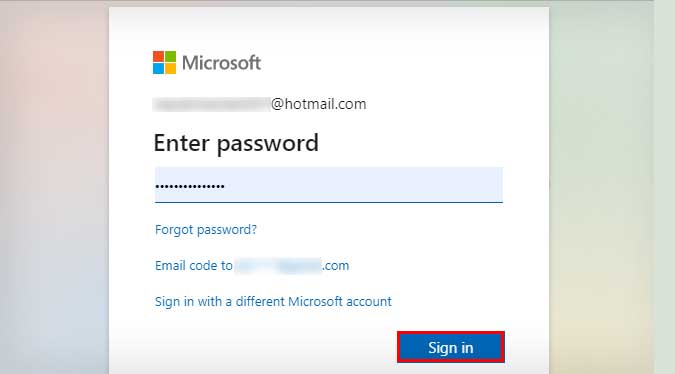 Hotmail-Sign-In-Enter-Password