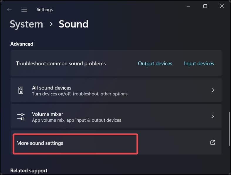 More sound settings