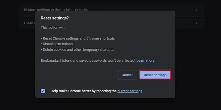 Reset-chrome