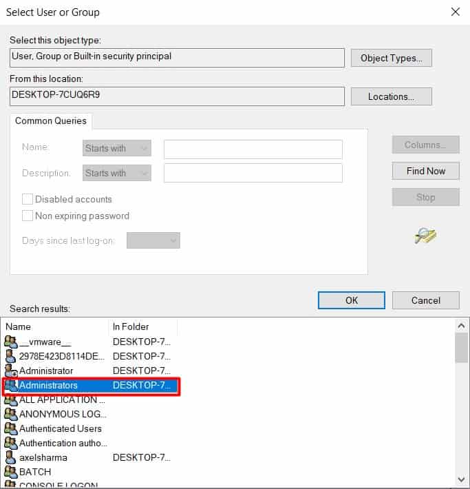 Select Administrators