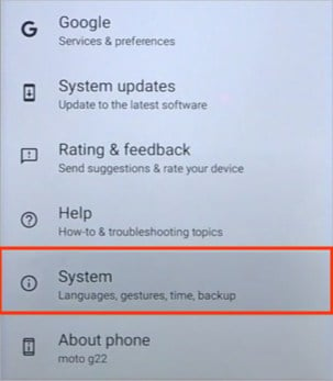 System-setting-Motorola