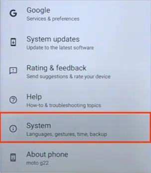 System-setting-Motorola