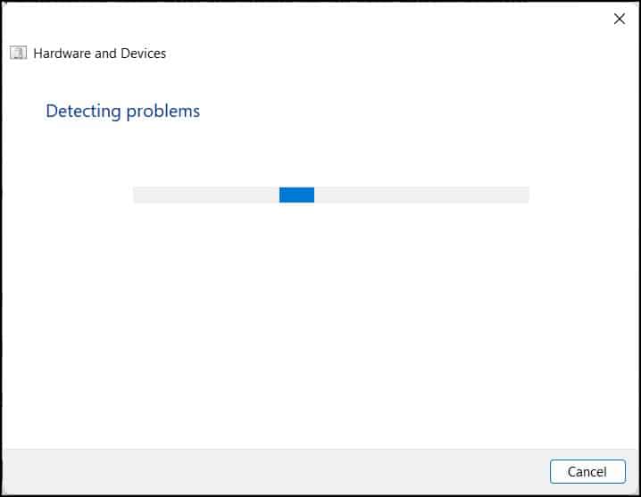 Troubleshooter detecting problems