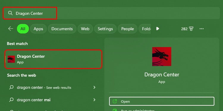 Type-Dragon-Center-and-right-click-on-its-listed-app.