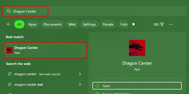 Type-Dragon-Center-and-right-click-on-its-listed-app.-1