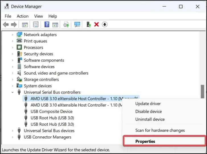 USB-properties