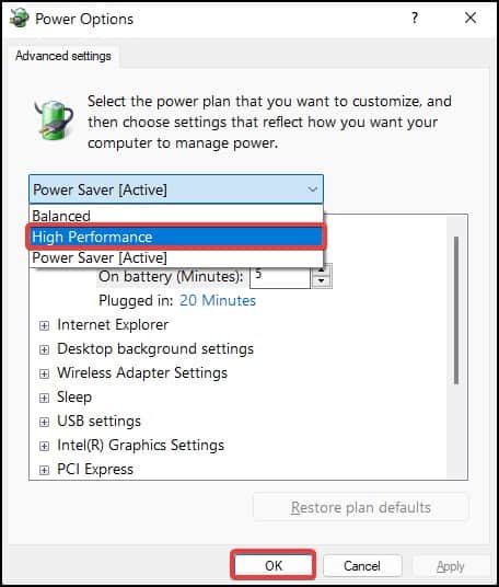 change power option