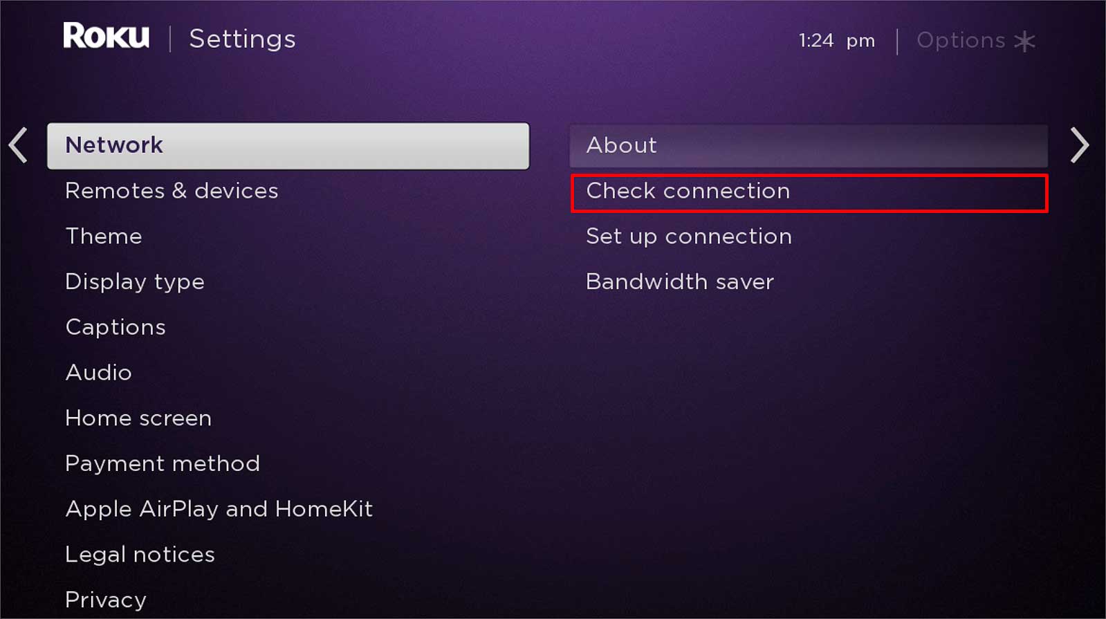 check-connection-option-roku-settings