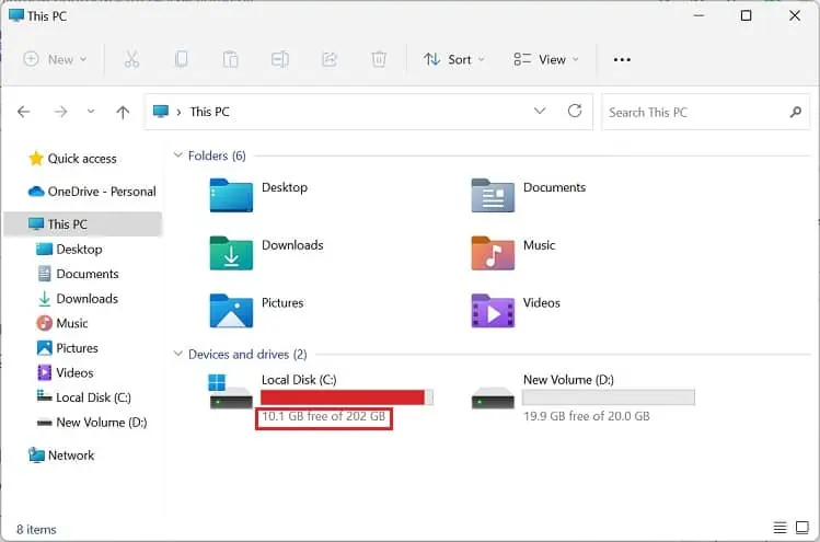 check-hard-disk-space-in-usage-bar