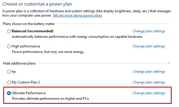check ultimate performance mode