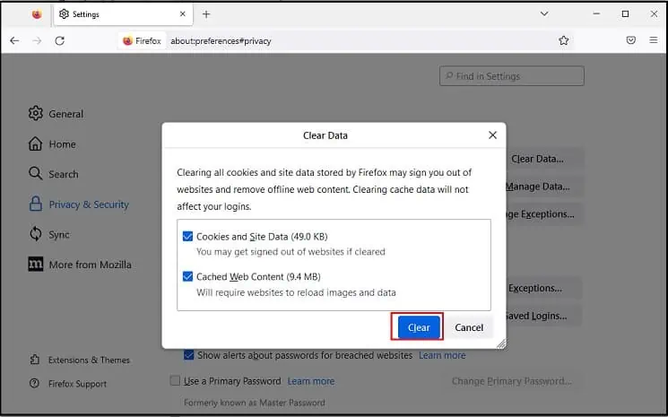 What Does "Your Connection is Not Secure" Error Mean? How to Fix It 13 clear-button-to-clear-data