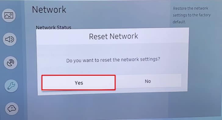 confirm network reset