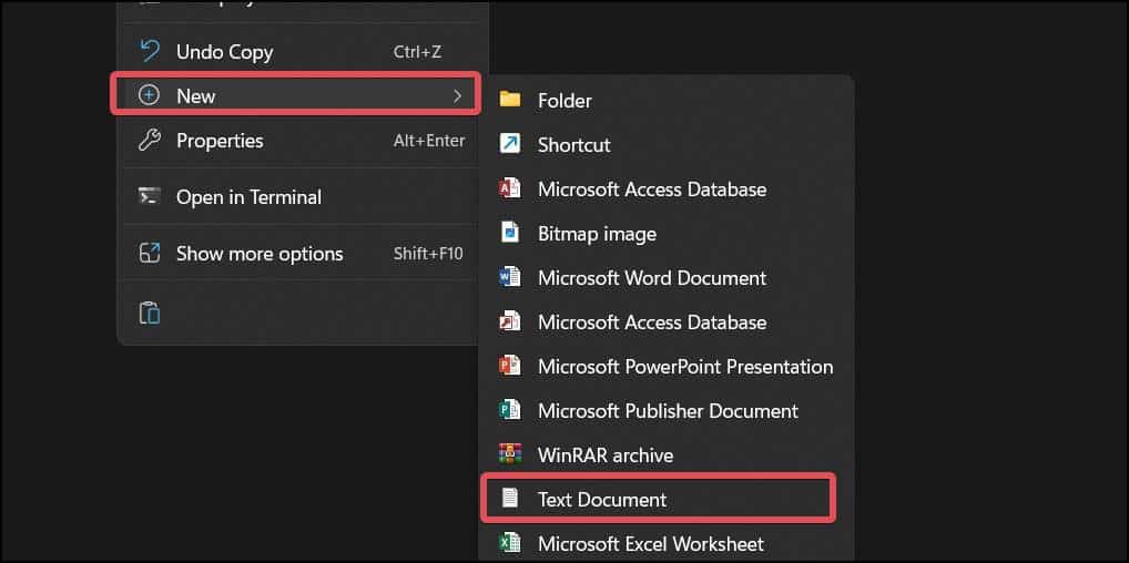 create a new text doc