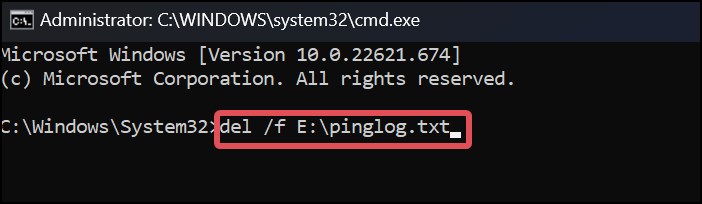 delete a file using cmd