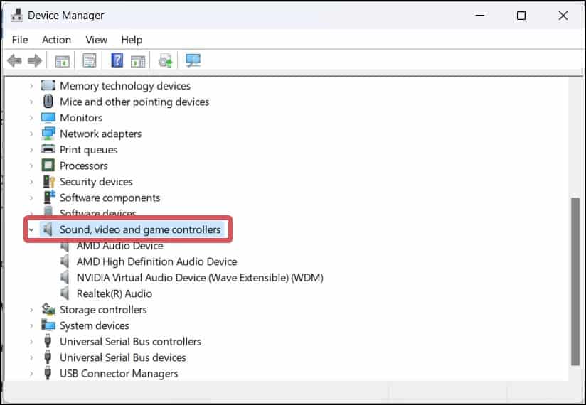 device manager sound rivers