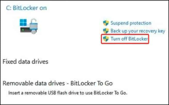 disable bitlocker