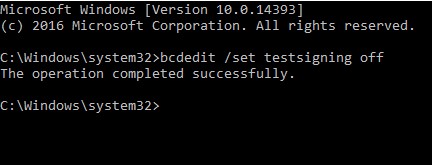 disable driver signing nvidia installer failed