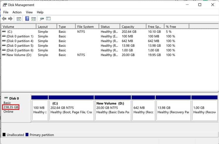 disk 0 full size