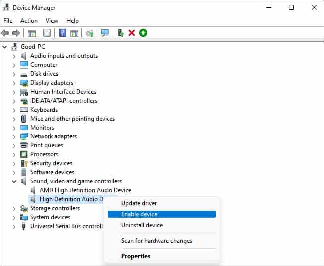 enable audio driver