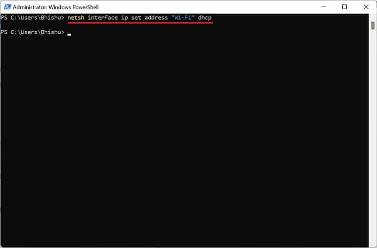 enable dhcp in powershell