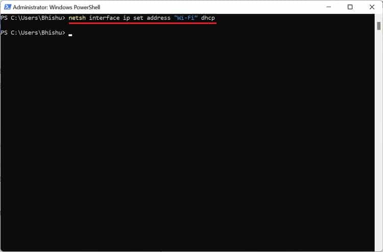 enable dhcp in powershell