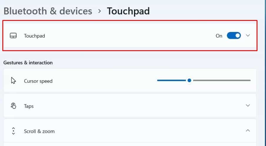 enable touchpad mouse not working