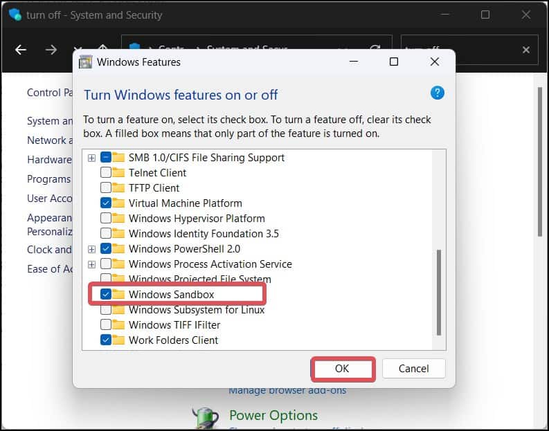 enable windows sandbox