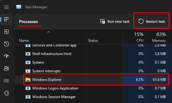 end windows explorer left mouse clicks