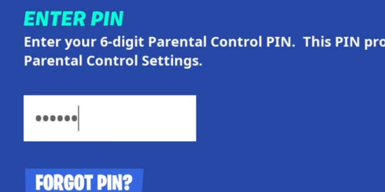 enter pin parental control fortnite