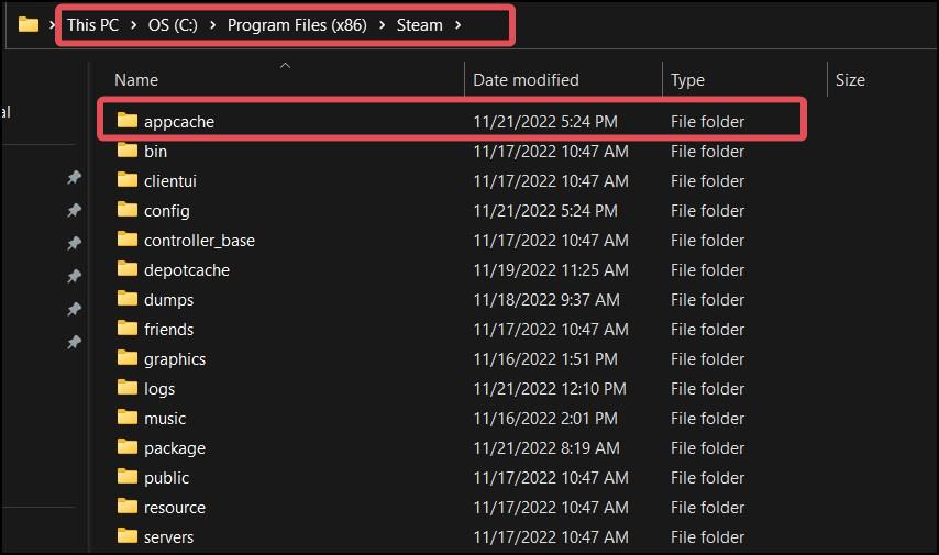 Steam app cache folder