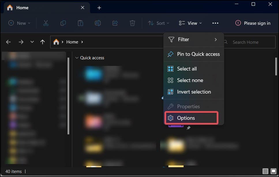 file explorer options